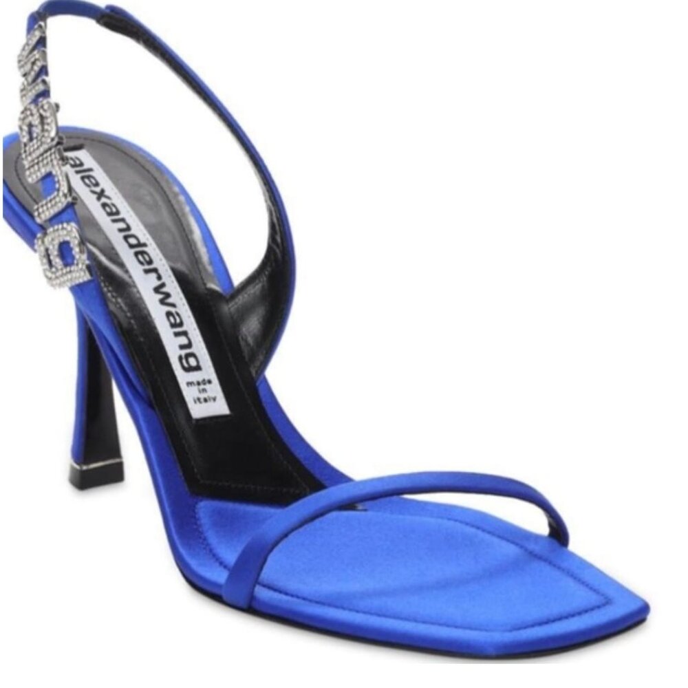 Alexander Wang Ivy slingback Blue Satin Heels 38.5